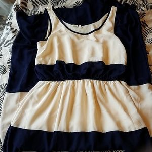 Navy blue and cream maxi dress